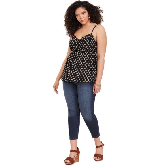 NWT Torrid Babydoll Chiffon Cami BLACK GEO FLORAL - size 3X - Picture 2 of 11